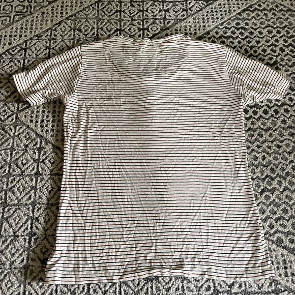 United By Blue Cream Navy and Dark Red Henley T-shirt in Hemp/Linen - Picture 8 of 9